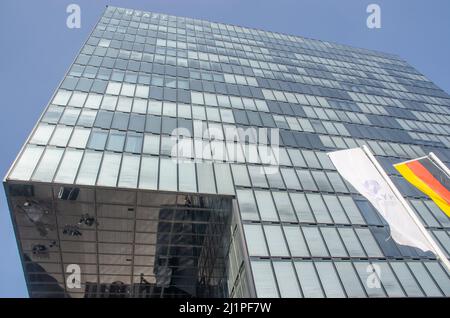 Düsseldorf März 2022: Medienhafen der Landeshauptstadt Nordrhein-Westfalen Stockfoto