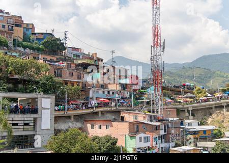 Der Comuna 13 Bezirk in Medellin, Kolumbien Stockfoto