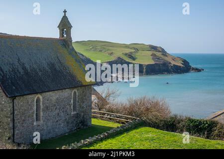 England, Devon, Hope Cove und Kirche Stockfoto