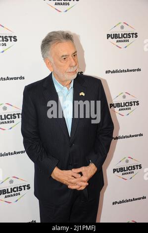 Francis Ford Coppola trägt einen Ukraine Pin an die Gilde der internationalen Kinematographen-Publizistin in Los Angeles 3.25.2022, Fotos von Nadja Sayej Stockfoto