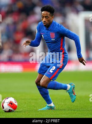 Der Engländer Kyle Walker-Peters beim internationalen Spiel der Alzheimer's Society im Wembley Stadium, London. Bilddatum: Samstag, 26. März 2022. Stockfoto