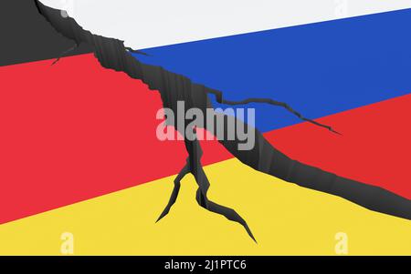 Konflikt zwischen Russland und Deutschland. 3D Visualisierung Stockfoto