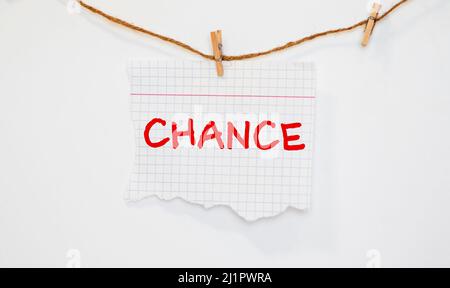 Wort schreiben Text CHANCE. Neues Geschäftskonzept Stockfoto