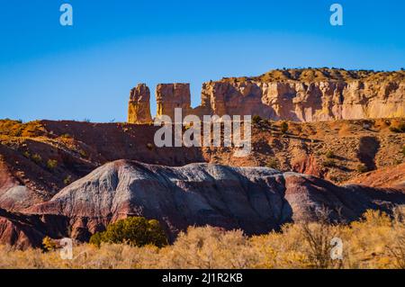 Felsformationen auf der Ghost Ranch in New Mexico Stockfoto