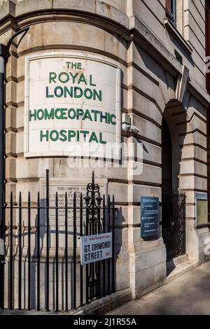 Royal London Hospital for Integrated Medicine (RLHIM), ehemals bekannt als Royal London Homeopathic Hospital 60 Great Ormond St London Stockfoto