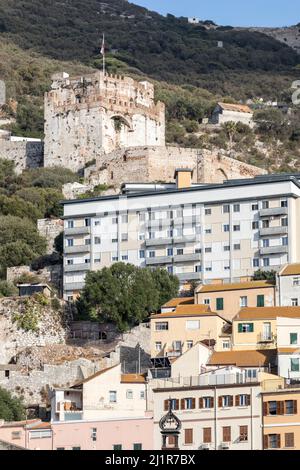 Maurische Burg, Turm von Homage, Gibraltar Stockfoto