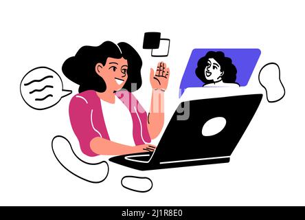 Freiberuflicher Mitarbeiter, der aus der Ferne abstraktes Konzept arbeitet Stock Vektor