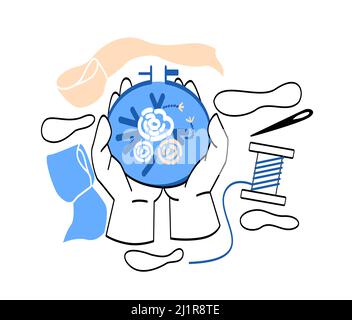 Nadelarbeit Stickerei abstraktes Konzept Stock Vektor