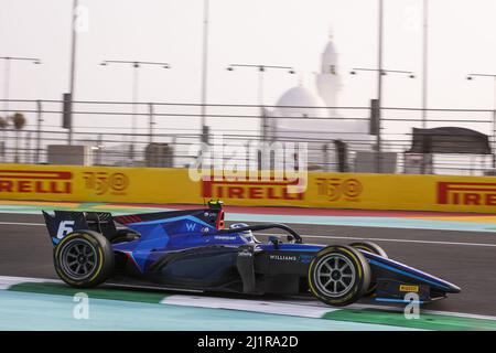 06 SARGEANT Logan (usa), Carlin, Dallara F2, Aktion während des 2.. Rennens der FIA Formula 2 Championship 2022 vom 25. Bis 27. März 2022 auf dem Jeddah Corniche Circuit, in Jeddah, Saudi-Arabien - Foto: Antonin Vincent/DPPI/LiveMedia Stockfoto