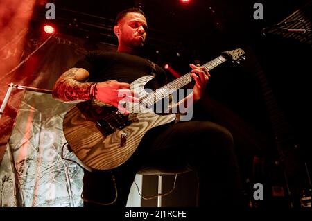 Kopenhagen, Dänemark. 26., März 2022. Die dänische Industrial Death Metal Band The Interbeing spielt ein Live-Konzert im Amager Bio in Kopenhagen. (Foto: Gonzales Photo - Nikolaj Bransholm). Stockfoto