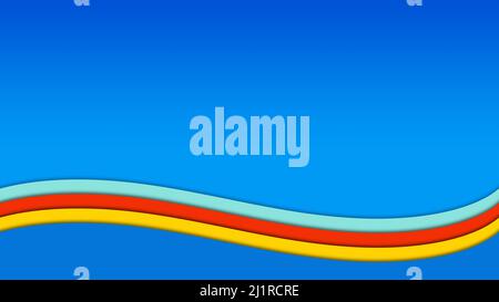 Bunte geschwungene Linien mit blauem Hintergrund - Illustration Stockfoto