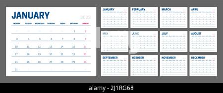 Clean 2022 Kalender Design Stock Vektor