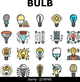 Symbole Für Die Elektrische Energie Von Glühbirnen Set Vector Stock Vektor