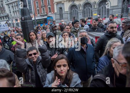 Madrid, Spanien. 26. März 2022. Konzentration der extremen Rechten: Das Gesetz gegen geschlechtsspezifische Gewalt ist ein "Scheitern", weil immer noch Frauen ermordet werden. (Foto von Alberto Sibaja/Pacific Press) Quelle: Pacific Press Media Production Corp./Alamy Live News Stockfoto