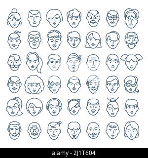 Linien-Infografik Gesichter Stock Vektor