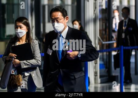 BRÜSSEL, BELGIEN. 24.. März 2022. Der japanische Premierminister Fumio Kishida kommt zum Gipfel G7. Brüssel, Belgien Stockfoto
