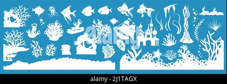 Vektor-Set von isolierten Aquarium Dekoration Element Stock Vektor