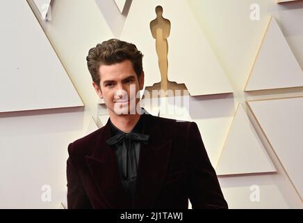 Los Angeles, Usa. 28. März 2022. Andrew Garfield kommt am Sonntag, den 27. März 2022, zu den jährlichen Academy Awards 94. im Dolby Theater in der Hollywood-Sektion von Los Angeles an. Foto von Jim Ruymen/UPI Credit: UPI/Alamy Live News Stockfoto