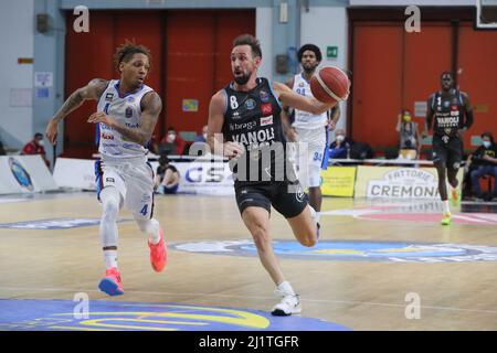 PalaRadi, Cremona, Italien, 27. März 2022, Giuseppe Poeta (Vanoli Cremona) während der Vanoli Basket Cremona gegen Nutribullet Treviso Basket - Italienische Baske Stockfoto