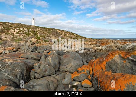 Leuchtturm am Corny Point, Yorke Peninsula, South Australia, Australien Stockfoto