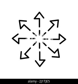 Vielseitiges Symbol, Mehrzweckfunktion. Symbol für mehrere Pfeilrichtungen im Liniendesign. Abstrakte Vektordarstellung für Infografiken, presentati Stock Vektor