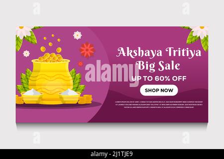 Akshaya tritiya Illustration horizontal großen Verkauf Banner Stock Vektor