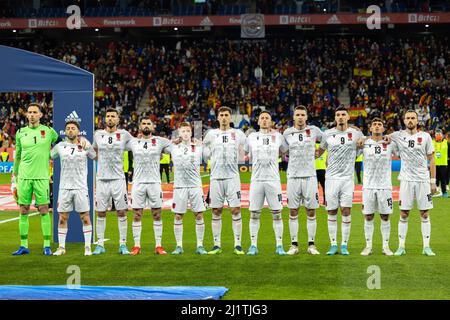 Barcelona, Italien. 26. März 2022. Albanische Nationalmannschaft während des Internationalen Freundschaftsspiel zwischen Spanien und Albanien am 26. März 2022 im RCDE-Stadion in Barcelona, Spanien Credit: Independent Photo Agency/Alamy Live News Stockfoto