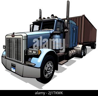 Amerikanischen Lkw mit Anhänger Stock Vektor