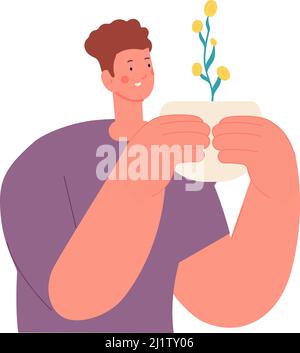 Geschäftsleute kümmern sich um einen Baum mit winzigen Goldmünzen. Investition, Geld blüht Metapher. Start-up, Wachstum der Bankeinnahmen und Dividenden, Vektorkonzept Stock Vektor