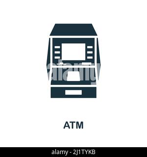 ATM-Symbol. Monochromes, einfaches ATM-Symbol für Vorlagen, Webdesign und Infografiken Stock Vektor