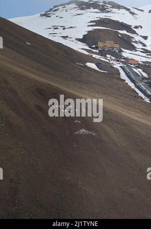 Die Stadt Pyramiden in Spitzbergen Stockfoto