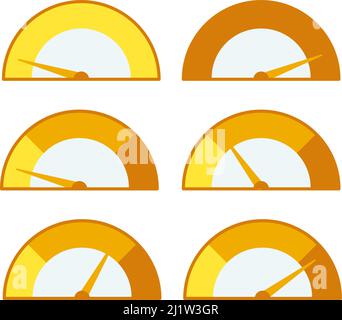 Flache gelbe Indikatorsammlung auf weißem Hintergrund. Vektordarstellung für Symbole, Websites oder Anwendungen Stock Vektor