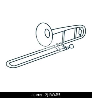 Musikinstrument Trompete Doodles Stil isoliert Objekt Stock Vektor