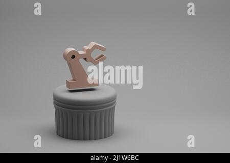 Schöne abstrakte Illustrationen Precision Manufacturing Symbol-Symbole auf einer Säule und wunderbaren Hintergrund. 3D Rendering-Illustration. Hintergrundfarbe Stockfoto