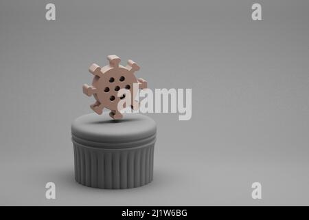 Schöne abstrakte Illustrationen Coronavirus Symbol Symbole auf einer Säule und wunderbaren Hintergrund. 3D Rendering-Illustration. Hintergrundmuster für Desi Stockfoto