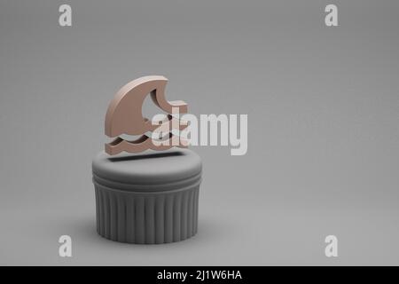 Schöne abstrakte Illustrationen Tsunami Symbol Symbole auf einer Säule und wunderbaren Hintergrund. 3D Rendering-Illustration. Hintergrundmuster für Design. Stockfoto