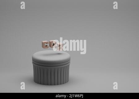 Schöne abstrakte Illustrationen CO2 Symbole auf einer Säule und wunderbarem Hintergrund. 3D Rendering-Illustration. Hintergrundmuster für Design. Stockfoto