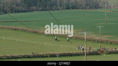 Curre und Llangibby Point-to-Point in Howick, in der Nähe von Chepstow, Südwales Stockfoto