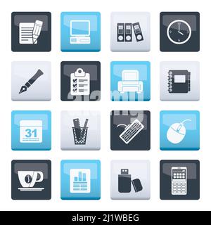 Business und Office equipment Symbole über Farbe Hintergrund - Vektor Icon Set Stock Vektor