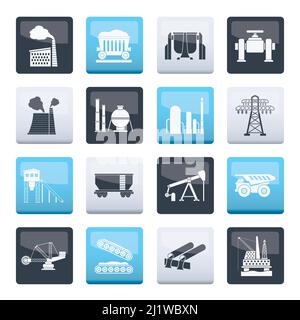Schwerindustrie Symbole - Vektor Icon Set Stock Vektor
