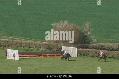 Curre und Llangibby Point-to-Point in Howick, in der Nähe von Chepstow, Südwales Stockfoto