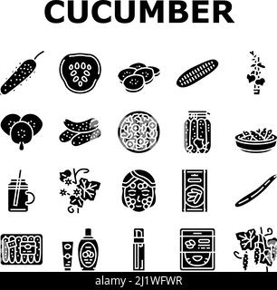 Gurke Natürliche Bio-Gemüse-Symbole Set Vektor Stock Vektor