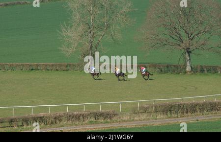 Curre und Llangibby Point-to-Point in Howick, in der Nähe von Chepstow, Südwales Stockfoto