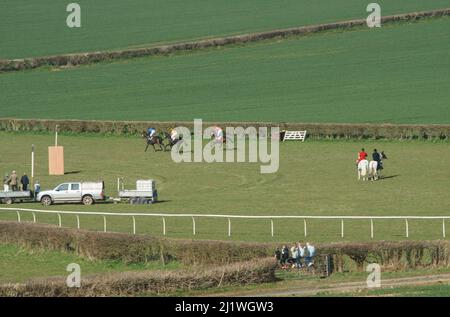 Curre und Llangibby Point-to-Point in Howick, in der Nähe von Chepstow, Südwales Stockfoto