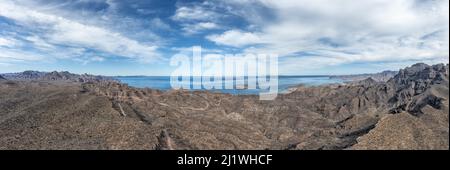 Agua verde loreto bcs baja california sur Luftdrohne riesiges Landschaftspanorama Stockfoto