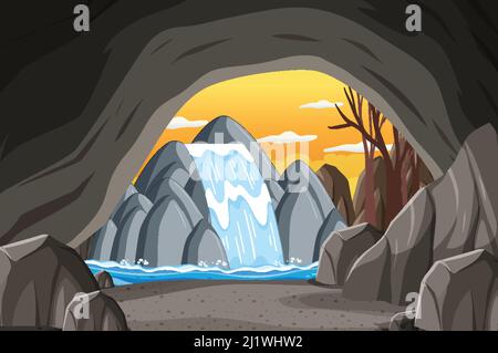 Innen Höhlenlandschaft in Cartoon-Stil Illustration Stock Vektor
