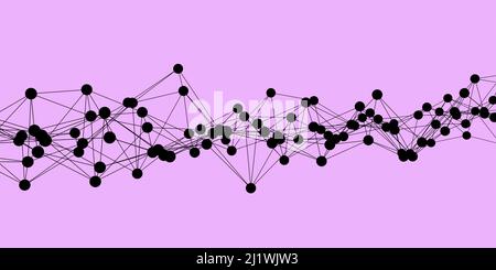 Abstrakt lila Technologie Hintergrund mit verbundenen Punkten und Linien, Wissenschaft oder Forschungskonzept Stockfoto