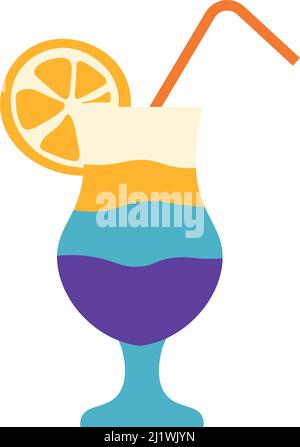 Cocktail mit dekorativem Stroh und Zitronenscheibe Stock Vektor
