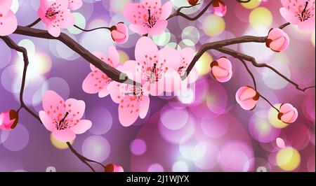 Frühlingshintergrund mit Kirschblüten Stock Vektor