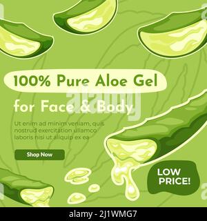 Pure Aloe Vera Gel für Gesicht und Körper Website-Seite Stock Vektor
